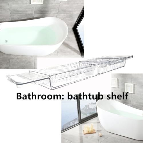 Adjustable Bathtub Tray - Transparent Acrylic Expandable Bath Shelf, Spa Caddy Tray for Relaxing Reading, Wine Glass, Women Luxurious Bathtub Accessories