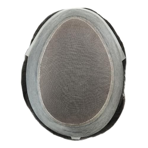 Men¡¯s Real Human Hair Toupee ? Breathable Mono Top with Durable PU Base, Natural Hairline, Lightweight Hair Replacement Systems (6"x8")