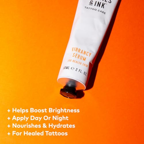 Stories & Ink Tattoo Care | VIBRANCY SERUM for healed skin - Overnight Treatment for Faded Tattoos to Brighten Pigments & Enhance Ink Intensity, 60 mL / 2 Fl Oz