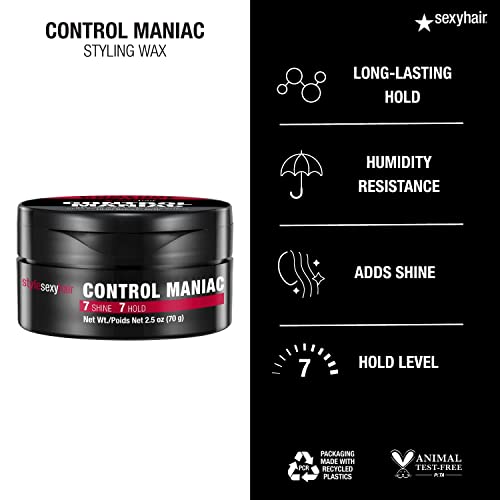 SexyHair Style Control Maniac Styling Wax | Provides Definition | Long Lasting Shapes and Styles | Adds Shine