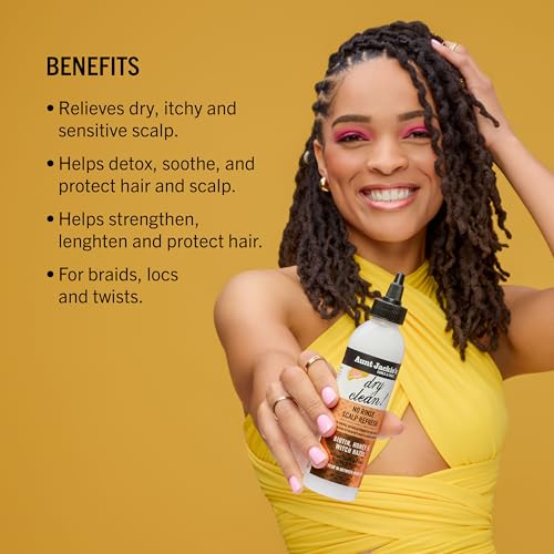 Aunt Jackie's Braid + Twist Collection Dry Clean! No Rinse Scalp Refresh ? Detox and Moisturize Scalp with Witch Hazel, Scalposine, Biotin, and Honey ? 6 fl oz