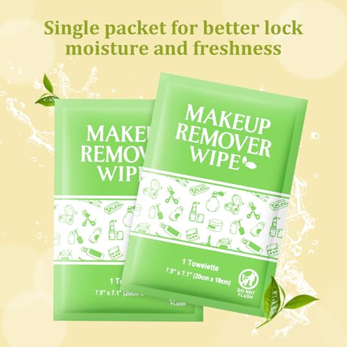 Makeup Remover Wipes Individually Wrapped, 200 Pcs Gentle Facial Cleansing Towelettes Alcohol Free, Perfect Travel Essential and Bachelorette, Wedding, Party Favor