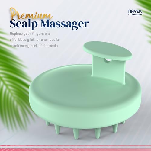NAYEK Green Silicone Scalp Massager Hair Growth- Scalp Scrubber for Healthy Hair with Soft Silicone Bristles for Dandruff Removal and Healthy Scalp. Shampoo Brush for Thick and Thin Hair