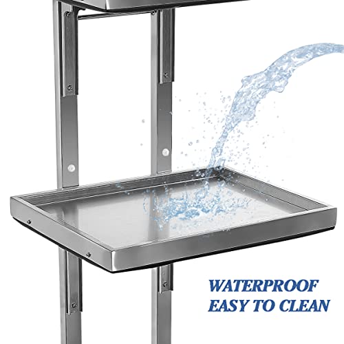 Generic Stainless Steel Salon Tray on Wheels for Tattoo Medical Dental,Rolling Tray Salon Trolley Beauty Hair Lash Cart Mayo Stand (Silver)