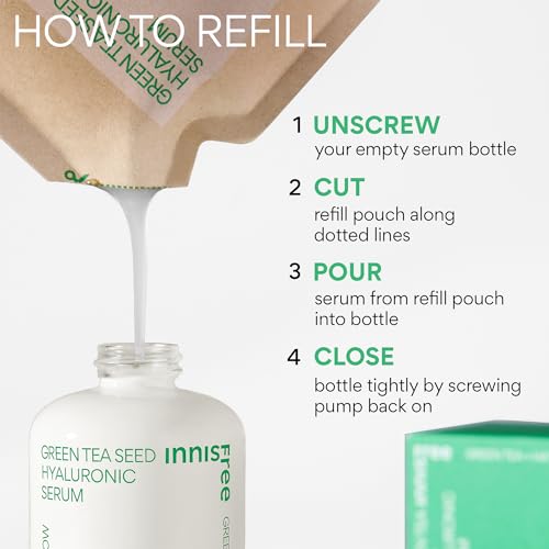 innisfree Green Tea Seed Hydrating Serum Refill with Hyaluronic Acid & Niacinamide, Korean Face Serum for Glow
