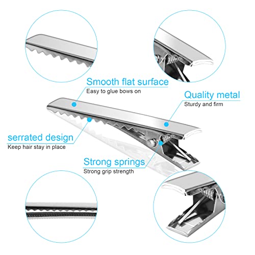 70 Pcs Alligator Hair Clips, 3 Sizes Oversized Metal Silver Hair Bow Clips Single Prong Hairdressing Salon Hair Grip DIY Accessories Hairpins for Women Bows Making Crafts (3.9-2.2-1.8 inch)