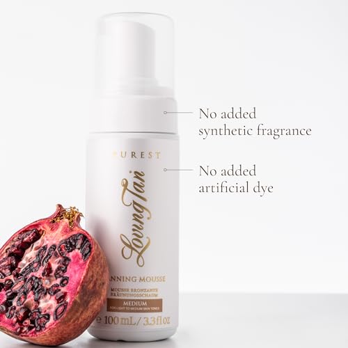 Loving Tan Purest Tanning Mousse, Medium - Sunless Tanner Made From 97% Certified Organic & Naturally Derived Ingredients - Up to 5+ Self Tan Applications Cruelty Free, Vegan - 3.3 Fl Oz