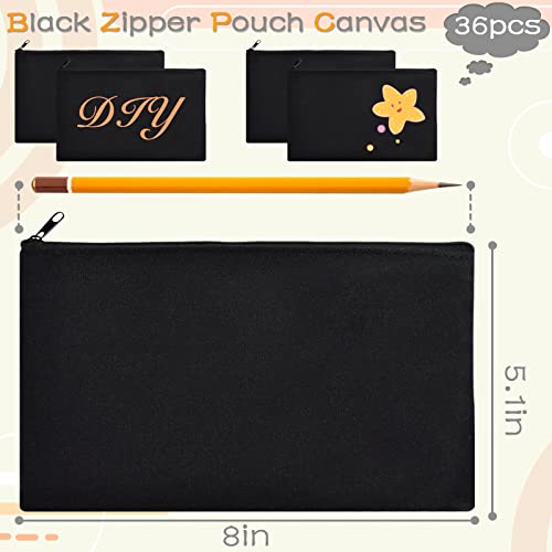 ZeeDix Canvas Pouch- Multi-purpose Cosmetic Bag with Zipper, DIY Craft Canvas Zipper Pouch Blank Makeup Bags Bulk Travel Toiletry Bag for Storage (8.3 x 5 inches)