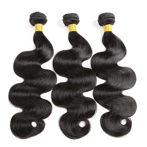 Body Wave Human Hair Bundles 16 18 20 Inch 100% Unprocessed Brazilian Virgin Hair Weave 3 Bundles Human Hair Weft Body Wave Hair Extension for Black Women Natural Black