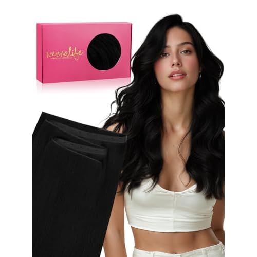 WENNALIFE Butterfly Weft Hair Extensions Human Hair 20 Inch 120g Jet Black£¬Sew in Hair Extensions Real Human Hair Add Volume and Length Genius Invisible Reusable Straight Extensions De Cabello Humano