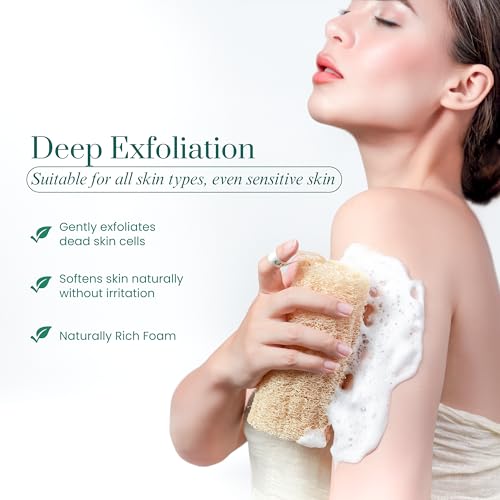 Natural Loofah Sponge, 5?Pack (6") Exfoliating Body Scrubber for Shower, Luffa Sponge, Bath & Kitchen ? Plant-Based