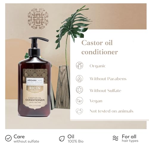 Arganicare | Duo Shampoo + Conditioner | Castor | Growth Accelerator | Gently Cleans & Moisturizes Hair | All hair types | 13.53 fl oz + 13.53 fl oz