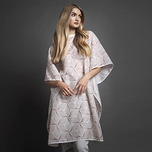 Fromm Professional Client Hair Styling and Hair Cutting Cape, Water and Stain Repellent Teflon Coating for Shampoo Bowl and Wet/Dry Cutting, 44" x 58", Petals