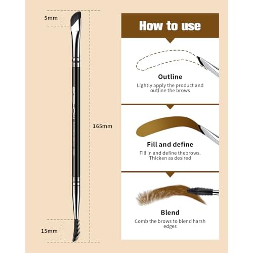 EIGSHOW Dual-Ended Precision Eyebrow Brush and Comb for Eyeliner Lining, Sculpting Brows, Professional Eye Makeup Tools (D109)