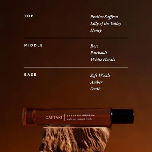 Caftari Luxury Perfume Oil Rollerball | Oudh, Cedarwood & Patchouli | Long Lasting, Travel Size | Clean Jojoba Oil | Stress Relief, Unisex Wellness Fragrance | Scent of Nirvana | 10 ml