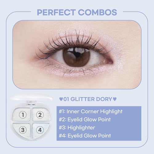 COLORGRAM TINTIN DORY EYESHADOW PALETTE 01 GLITTER DORY | 4 Color Compact Palette with Silky Smooth Texture & Strong Pigmentation | Travel-Friendly Collectible with Vibrant Shades