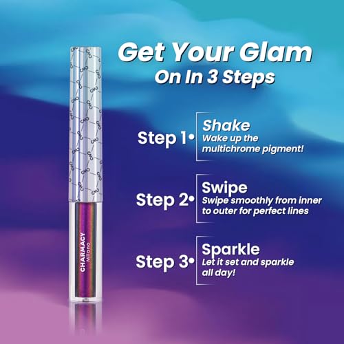 CHARMACY Multichrome Eyeliner Liquid Liner, Glitter liquid eyeliner waterproof, Metallic Intense Color Shifting Colorful Eyeliner, Long wearing, Ultra-Fine Tip Smudge-proof, GREEN INDIGO 905