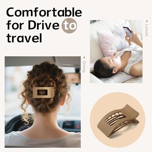 8 Pack French Flat Hair Clips for Women ? Large Matte No-Slip Claw clips for Thick & Thin Hair, Strong Hold Styling Barrettes Accessories (Neutral)