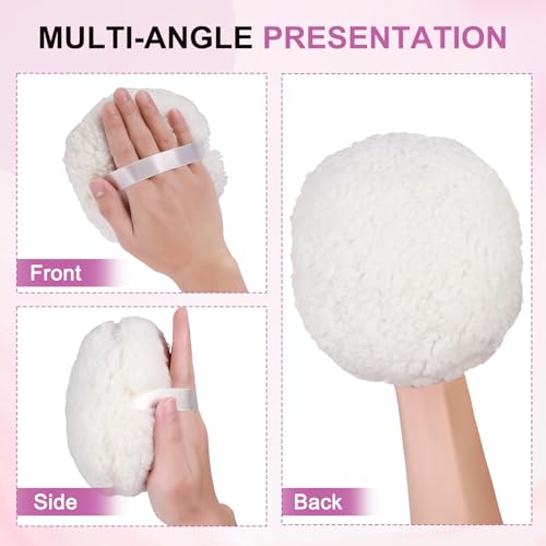 Powder Puff, 6'' Body Powder Puff and Container,Fluffy Soft Extra Large Powder Puff for Body Powder,White