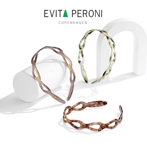 EVITA PERONI Headbands for Women Non Slip Acetate Hollow Design High-grade and Fashionable Headbands Women's Hair with Teeth Comfort Hairband - Quicksand Gray