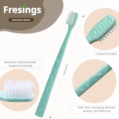 24 Pack Premium Disposable Toothbrush with Tongue Scraper ? Individually Wrapped Bulk Travel Toothbrushes, Soft Bristles for Guests, Hotel, Vacation Rental, Home & On The Go,4 Colors