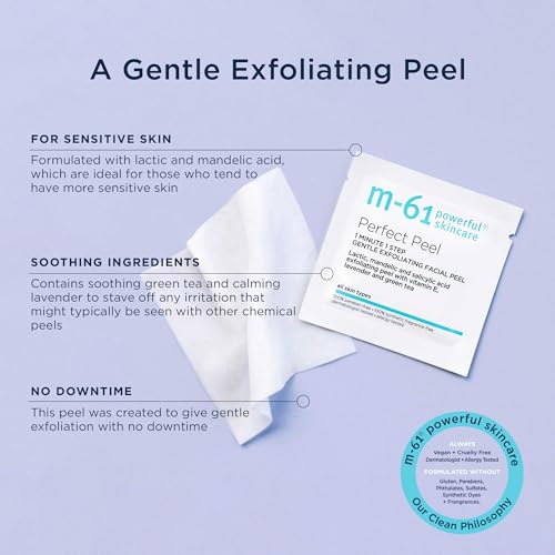 m-61 Perfect Peel | Gentle Exfoliating Facial Peel With Lactic, Mandelic, Salicylic Acid. For Sensitive Skin Or Lighter Daily Exfoliation. 1 Minute, 1 Step