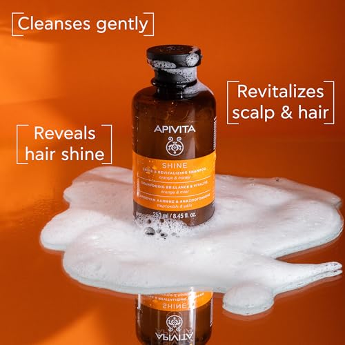 Apivita Shine Shampoo |Shine & Revitalizing Shampoo with Orange & Honey, Silicone-Free, 250 mL / 8.45 oz