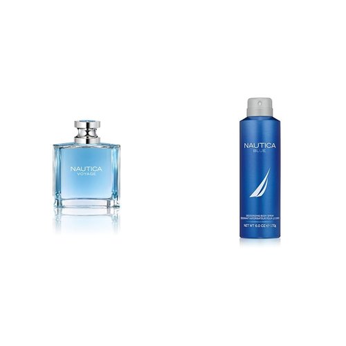 Nautica Voyage Eau De Toilette for Men - Fresh, Romantic, Fruity Scent Woody & Blue Deodorizing Body Spray - Iconic, Vegan Formula, Deodorant Spray