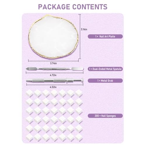 Nail Art Design Tools Supplies, Nail Art Palette with 200 Pcs Nail Sponges for Ombre and Gradient Painting Gel Nail Polish, Must Haves Nail Stuff for Ombre Aura Nail with Grabbing Pen & Spatula
