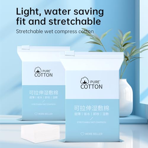 Mummy Makeup Wet Cotton Pads for Face Stretchable Bandage Tear Mask Paper Towel Hydrotherapy Hydration Cotton Sheet 200pcs 3.9 * 3.9in (200 Count (Pack of 3))