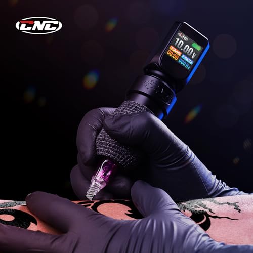 CNC Tattoo Machine Wireless Tattoo Gun Rotary Pen with 3200mAh Dual Batteries 3.5 Stroke Power Supply Digital LED Display Coreless Motor for Tattoo Professionals and Beginners CNC-M2-E77-1