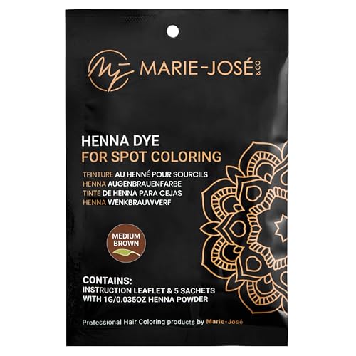 Marie-Jos? & Co Henna Make-Up Coloring Set - Professional Henna Powder for Spot Coloring - Good for 50 Applications (Medium Brown)