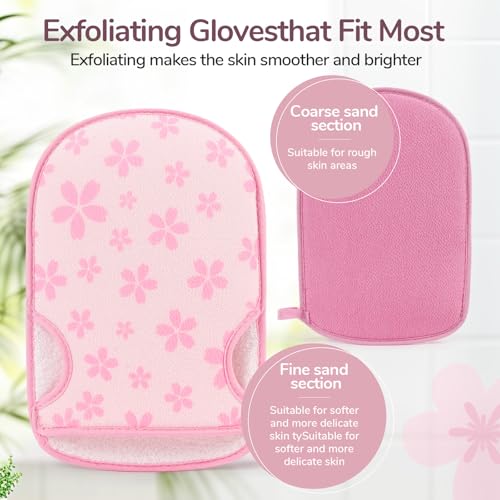 Deep Exfoliating Gloves for Body, Exfoliating Mitt for Shower Ideal for Dead Skin Remover, Dual Texture (Coarse & Fine), Thicken, Non-Slip Inside, Random color (1 Pack)