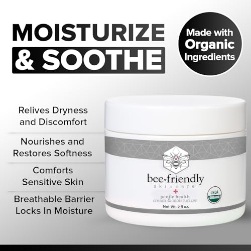 BeeFriendly Organic Penile Health Creme, USDA Certified Cream, Natural Moisturizer Aids With Dry, Chafed, Itchy, Irritated & Sensitive Male Skin 2 oz