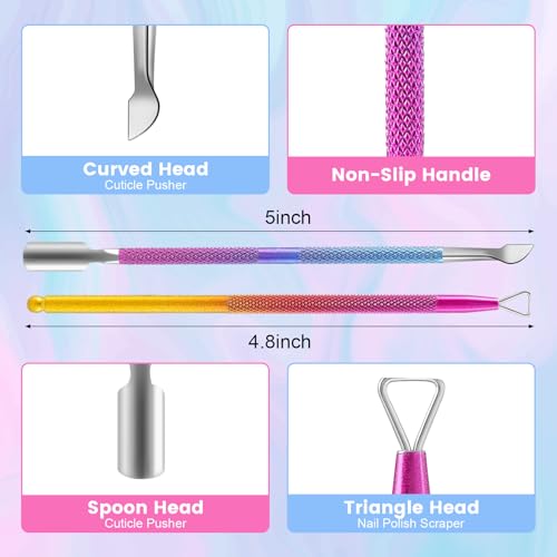 Gel Nail Polish Remover, Professional Gel Polish Remover for Nails Non-Irritating Easily & Quickly Remove Nail Polish, Gel Remover Tools Kit Nail File Cuticle Pusher Nail File Grit
