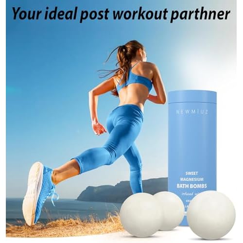 Magnesium Bath Bombs Post Workout Recovery Sore Muscles Tension Epsom Salt Luxury Bubble Bath Spa Essential Oil Infused Bath Bombs Vanilla Cinnamon Orange Perfect Stocking Stuffers Gift