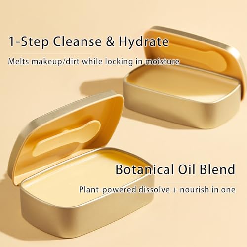 Cleansing Balm Makeup Remover - Vitamin E & Jojoba Oil Infused, Hydrating Facial Cleanser for All Skin Types, Gentle Yet Effective for Waterproof Makeup, 3oz (85g) with Magnetic Spatula