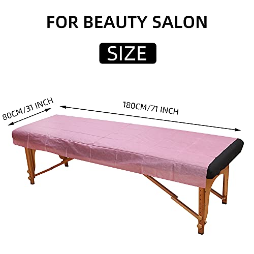 20PCS Massage Table Sheets Disposable Non Woven SPA Bed Cover Breathable Polypropylene Fabric 31" x 70" Thin, Not Waterproof £¨Pink£©