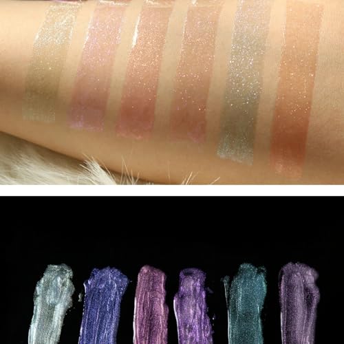 MAEPEOR Glitter Liquid Lipsticks Set 6 Colors Diamond Shimmer Metallic Lipstick Waterproof Long Lasting Makeup Kit Face Eye Glow Shimmer Shinning Lip Gloss Set (Set 01)