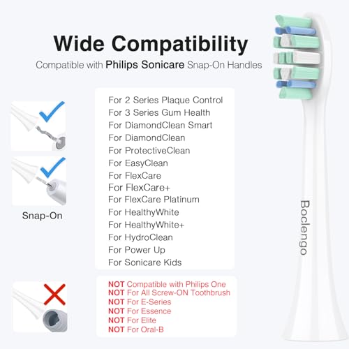 Toothbrush Heads for Philips Sonicare Replacement Heads G2,C1,4100,C2,Electric Replacement Brush Head Compatible with Phillips Sonicare Brush G2,C2,C1,for Philips Sonic Care Toothbrush,6 Pcs