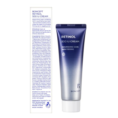 Retinol 500 IU Cream ? Wrinkle & Fine Line Care, Lifting & Firming, Hydrating Face Cream with Retinol & Bakuchiol ? Gentle Daily Skincare for Sensitive Skin, K-Beauty, 1.69 fl. oz. 50ml