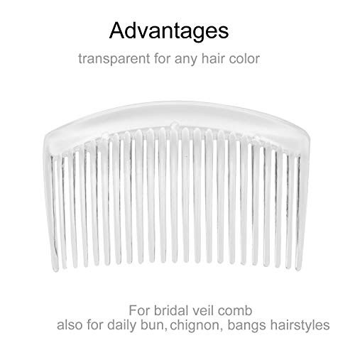28 Pack Clear White Small Plastic Hair Side Comb With Long Teeth Hairpins Grips Barrettes Clamps Bows for Women Bridal Wedding Veil Decorative Headpiece French Twist Updo Bun Accessories