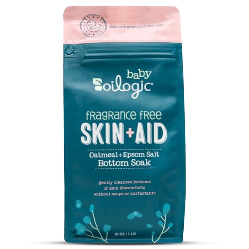 Oilogic Oatmeal Epsom Salt Bath Soak for Babies - Gentle Baby Bath Essentials Soothe & Cleanse Baby Bottoms - Fragrance-Free & Pediatrician-Tested Bathing Skin Care, 16 Oz