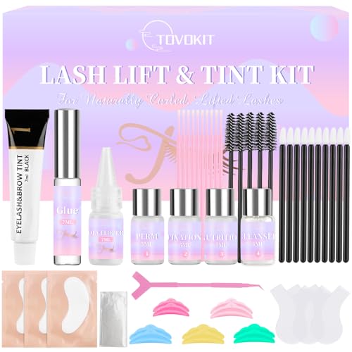 Lash Lift Kit, Eyelash Perm Kit, Professional Eyelash Lift Kit, Black Eyebrows & Eyelashes Color Kit, Lash Lamination Kit Suitable for Eyelash Lifting, Easy to Apply & Long-Lasting Curl at Home