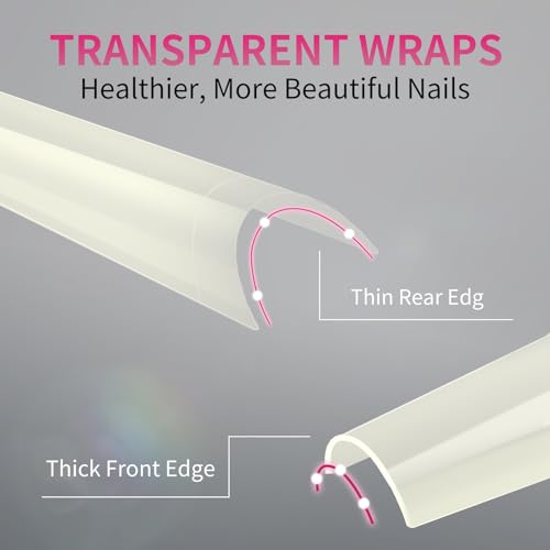 krofaue Natural Acrylic Nail Tips - 600PCS Half Cover Coffin False Nails 12 Size with Box for Salon and Home DIY