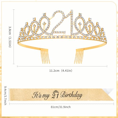 21st Birthday Sash and Crown Gifts for her Tiara for Women Girl 21st Its My Birthday Sash Headband Accessories Decorations
