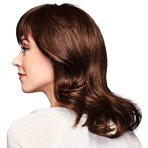 GABOR Ambitious Essential Collection Wig Cap, Mid-Length With Soft Bangs and Beachy Wave by Hairuwear, Medium Brown