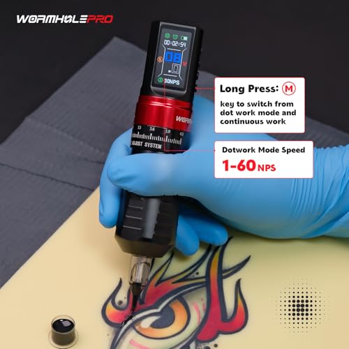 Aluminum Alloy Tattoo Gun with Adjustable Tattoo Pen Stroke, Tattoo Kit with Dotwork Mode, Memory Function, Complete Beginners Kit and Professional Tattoo Artists - Compact/Lightweight