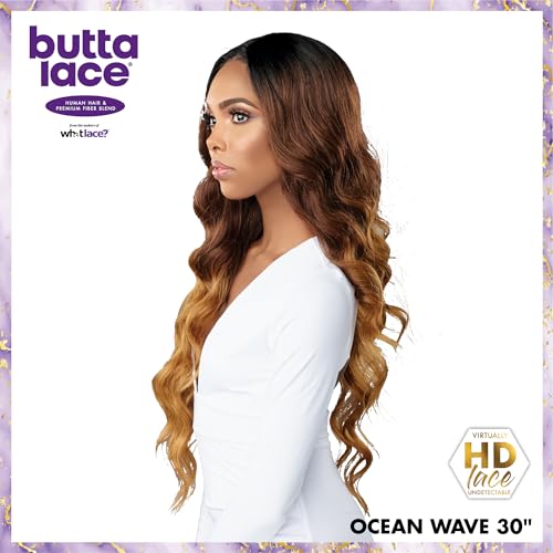 Sensationnel Butta Lace Hhm Wigs - Ocean Wave 30 Inch Human Hair Blend Extra Wide 5 Inch Parting Preplucked Hairline Glueless Lacefront (2)
