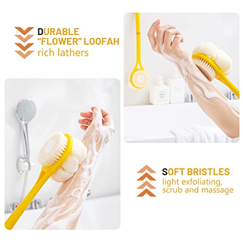 Shower Body Brush,Soft Bristles and Beautiful Pumpkin Loofah 14¡± Long Handle Back Scrubber Bath Mesh Sponge for Skin Exfoliating Bath,Massage Bristles Suitable for Wet or Dry,Men and Women (Grey)